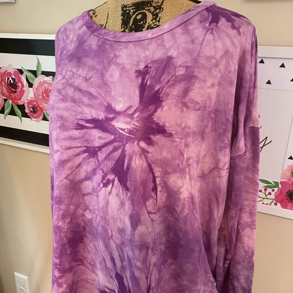 Purple Tie Dye Cozy Long Sleeve Top - Picture 2 of 4
